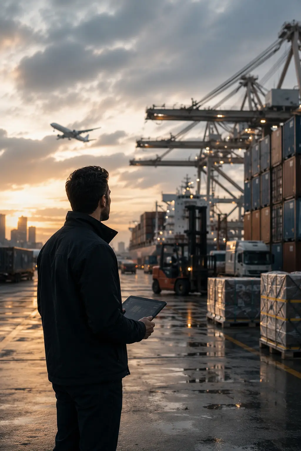 NOVA+ operations specialist reviewing logistics at a port